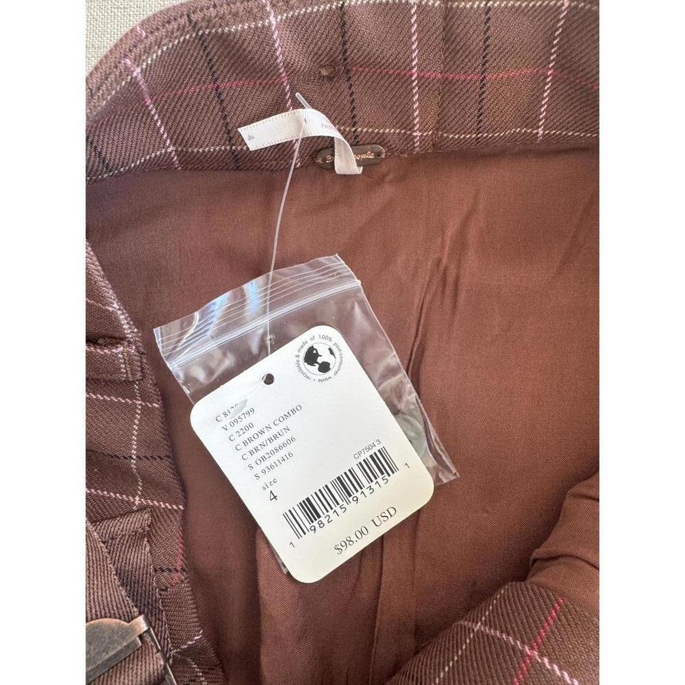 Free People Saturn Bubble Mini Skirt Brown Plaid Size 4 - Picture 4 of 5